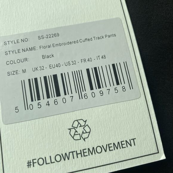 SikSILK Men’s Embroidered Floral Track Pant - Picture 5 of 9